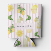 Monogram gepersonaliseerde Waterverf citroenen lim Blikjeskoeler (Voorkant)