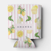 Monogram gepersonaliseerde Waterverf citroenen lim Blikjeskoeler (Achterkant)