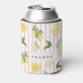 Monogram gepersonaliseerde Waterverf citroenen lim Blikjeskoeler (Blikje Achterkant)