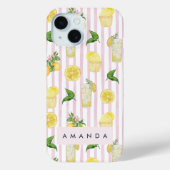 Monogram gepersonaliseerde Waterverf citroenen lim Case-Mate iPhone Case (Achterkant)