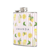 Monogram gepersonaliseerde Waterverf citroenen lim Heupfles (Links)