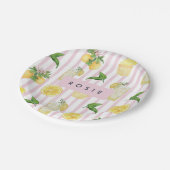 Monogram gepersonaliseerde Waterverf citroenen lim Papieren Bordje (Gekanteld)