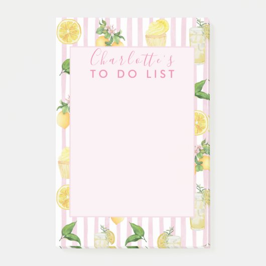 Monogram gepersonaliseerde Waterverf citroenen lim Post-it® Notes (Voorkant)