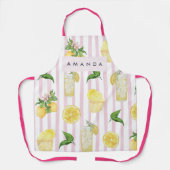 Monogram gepersonaliseerde Waterverf citroenen lim Schort (Voorkant)