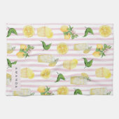 Monogram gepersonaliseerde Waterverf citroenen lim Theedoek (Horizontaal)