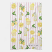 Monogram gepersonaliseerde Waterverf citroenen lim Theedoek (Verticaal)