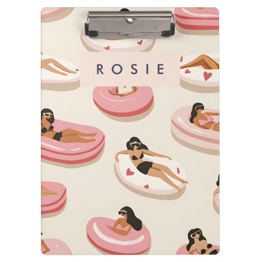 Monogram Gepersonaliseerde Zomer Zwembad Float Pat Klembord (Voorkant)