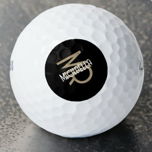 Monogram gepersonaliseerde zwart wit beige naam co golfballen