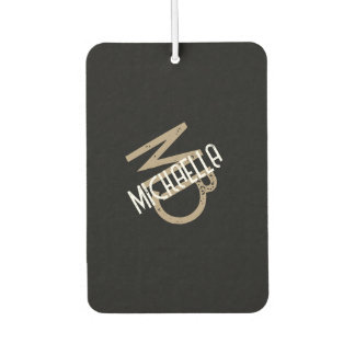 Monogram gepersonaliseerde zwart wit beige tan naa luchtverfrisser