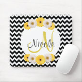 Monogram Gepersonaliseerde zwarte witte chevron Da Muismat (Met muis)