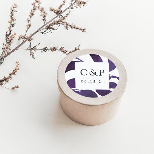 Monogram geperste botanische bruiloft ronde sticker