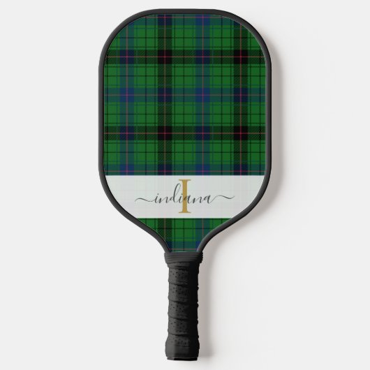 Monogram geplakt Script Name Rustic Tartan Pickleball Paddle (Achterkant)