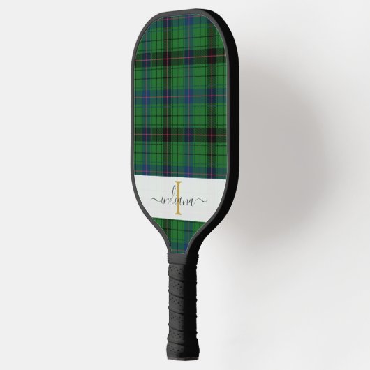 Monogram geplakt Script Name Rustic Tartan Pickleball Paddle (Links)