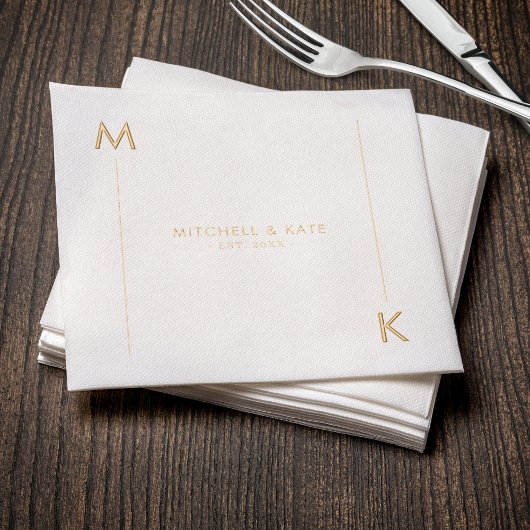Monogram Gerande Eenvoudige Goud Folie Servetten