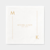 Monogram Gerande Eenvoudige Goud Folie Servetten (Voorkant)