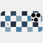 Monogram geruit blauw modern minimalistisch patroo Case-Mate iPhone case (Achterkant (horizontaal))