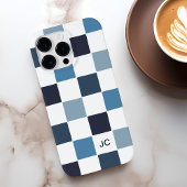 Monogram geruit blauw modern minimalistisch patroo Case-Mate iPhone case