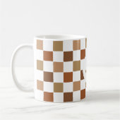 Monogram Geruit Bruin Modern Eenvoudig Koffiemok (Links)