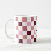 Monogram Geruit Roze Bourgogne Modern Eenvoudig Koffiemok (Links)