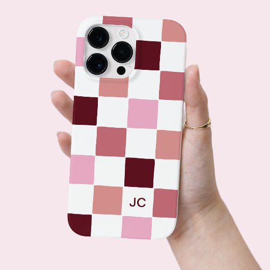 Monogram Geruit Roze Modern Eenvoudig Patroon Case-Mate iPhone Case