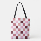 Monogram geruit roze rood modern eenvoudig initial tote bag (Achterkant)