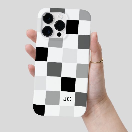 Monogram Geruit Zwart en Grijs Modern Patroon Case-Mate iPhone Case