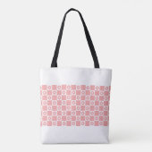 Monogram Geruite Blush Roze Bloemen Tote Bag (Achterkant)