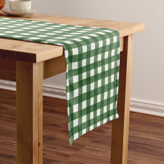 Monogram geruite Gingham Korte Tafelloper (Voorbeeld)