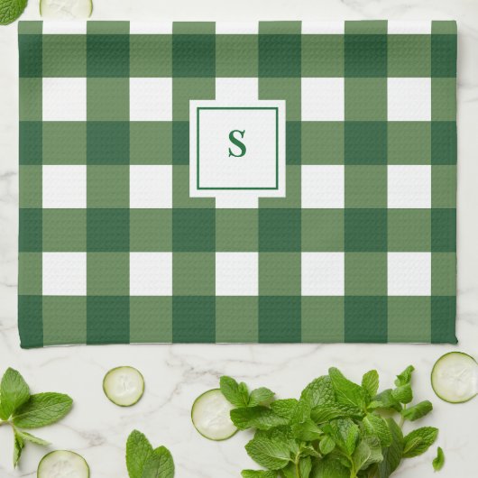 Monogram geruite Gingham Theedoek (Gevouwen)