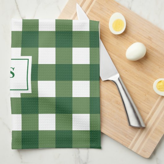 Monogram geruite Gingham Theedoek (Quarter Fold)