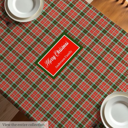 Monogram geruite tafelkleed rood groen Kerst chic