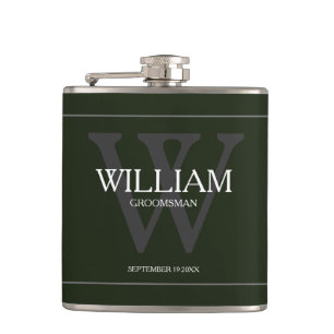 Monogram geschenk voor bruidsjonker Klassiek koele Heupfles