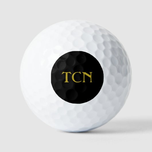 Monogram Geschenk Zwart Goud Golfballen (Voorkant)