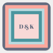 Monogram geschenklabels, Initialen, strandkleurens Vierkante Sticker (Voorkant)