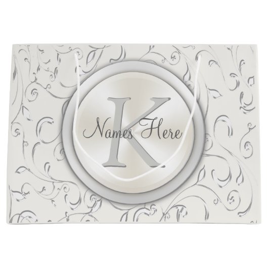 Monogram geschenktassen voor bruiloft of elke gele groot cadeauzakje (Voorkant)