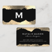 Monogram gescheurd glamour grunge visitekaartje (Voorkant / Achterkant)