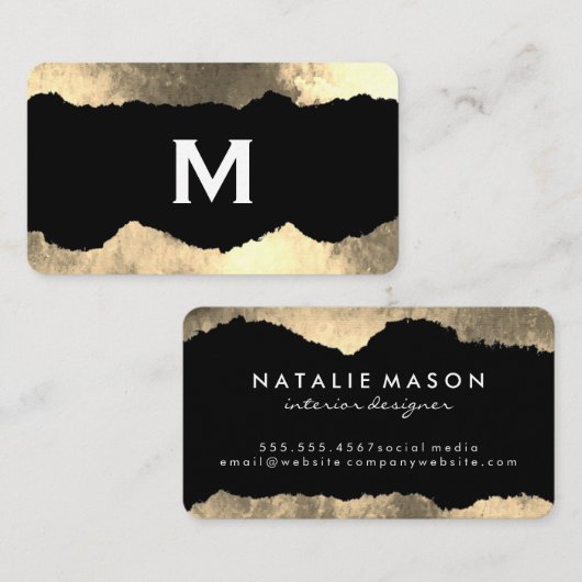 Monogram gescheurd glamour grunge visitekaartje (Voorkant / Achterkant)