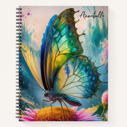 Monogram geschilderde vlinder notitieboek (Voorkant)
