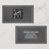 Monogram | Gesitteerd leder | Marmer Visitekaartje (Voorkant / Achterkant)