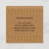 Monogram | gestikt leer vierkante visitekaartje (Achterkant)