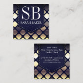 Monogram Gestikte Leer | Luxe Geometrisch Vierkante Visitekaartje (Voorkant / Achterkant)