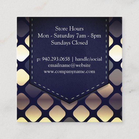 Monogram Gestikte Leer | Luxe Geometrisch Vierkante Visitekaartje (Achterkant)