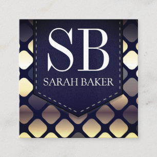 Monogram Gestikte Leer   Luxe Geometrisch Vierkante Visitekaartje