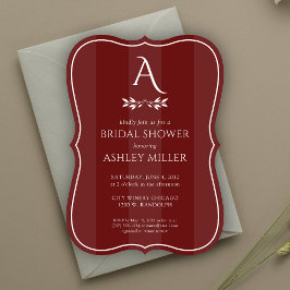 Monogram gestreept rozenhout rood Vrijgezellenfees Kaart