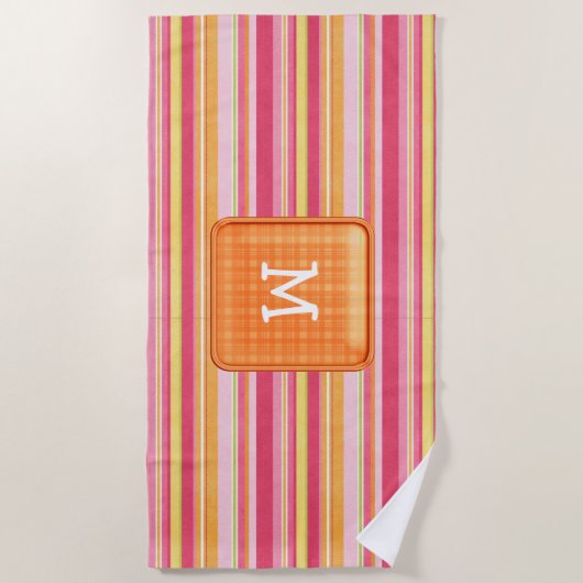 Monogram gestreept strandlaken (Voorkant)