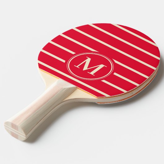 Monogram Gestreepte Cherry Picking Roze Kleur Tafeltennisbatje (Voorkant Gekanteld)