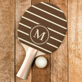 Monogram Gestreepte Diep Bosbruine Kleur Tafeltennisbatje