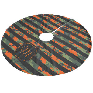 Monogram gestreepte oranje groene zwarte camouflag fleece kerstboom rok