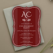 Monogram Gestreepte Rosewood Red Engagement Party Kaart