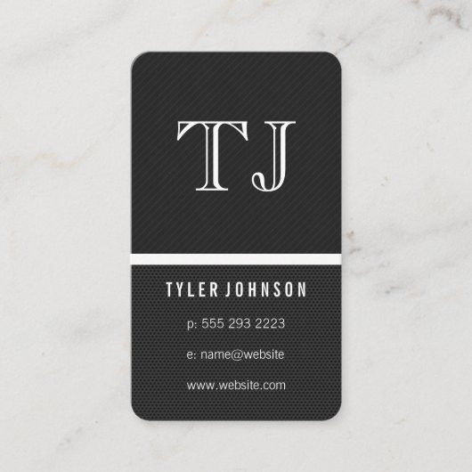 Monogram gestroomlijnd tweetangspatroon visitekaartje (Voorkant)